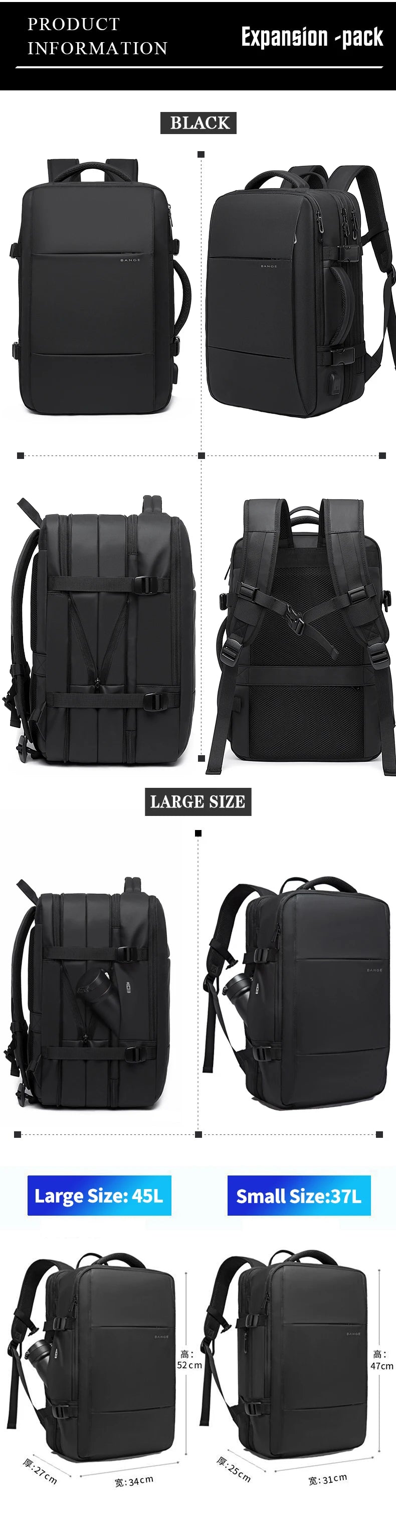Expandable Business & Travel Backpack – Waterproof, Laptop, Modern Lifestyle