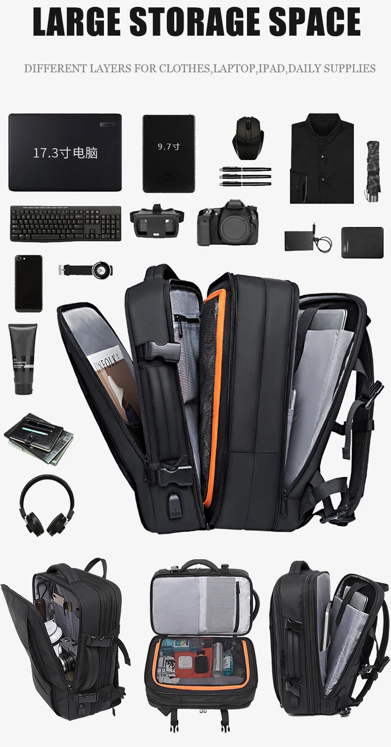 Expandable Business & Travel Backpack – Waterproof, Laptop, Modern Lifestyle