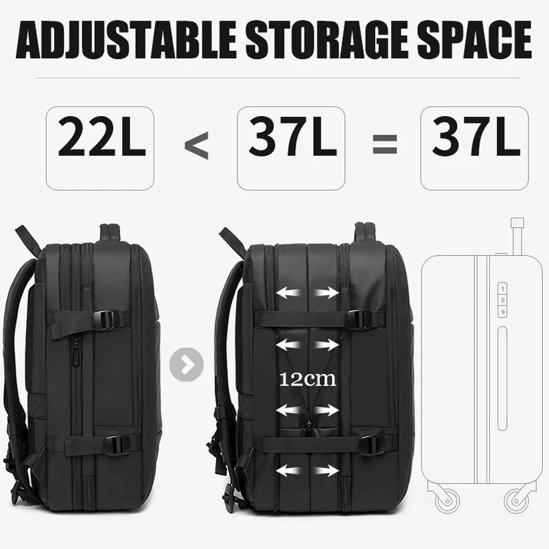Expandable Business & Travel Backpack – Waterproof, Laptop, Modern Lifestyle