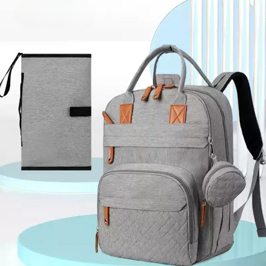 Diaper Backpack for Mums with Changing Mat, Pacifier Holder, Stroller Clips & Wipes Pocket